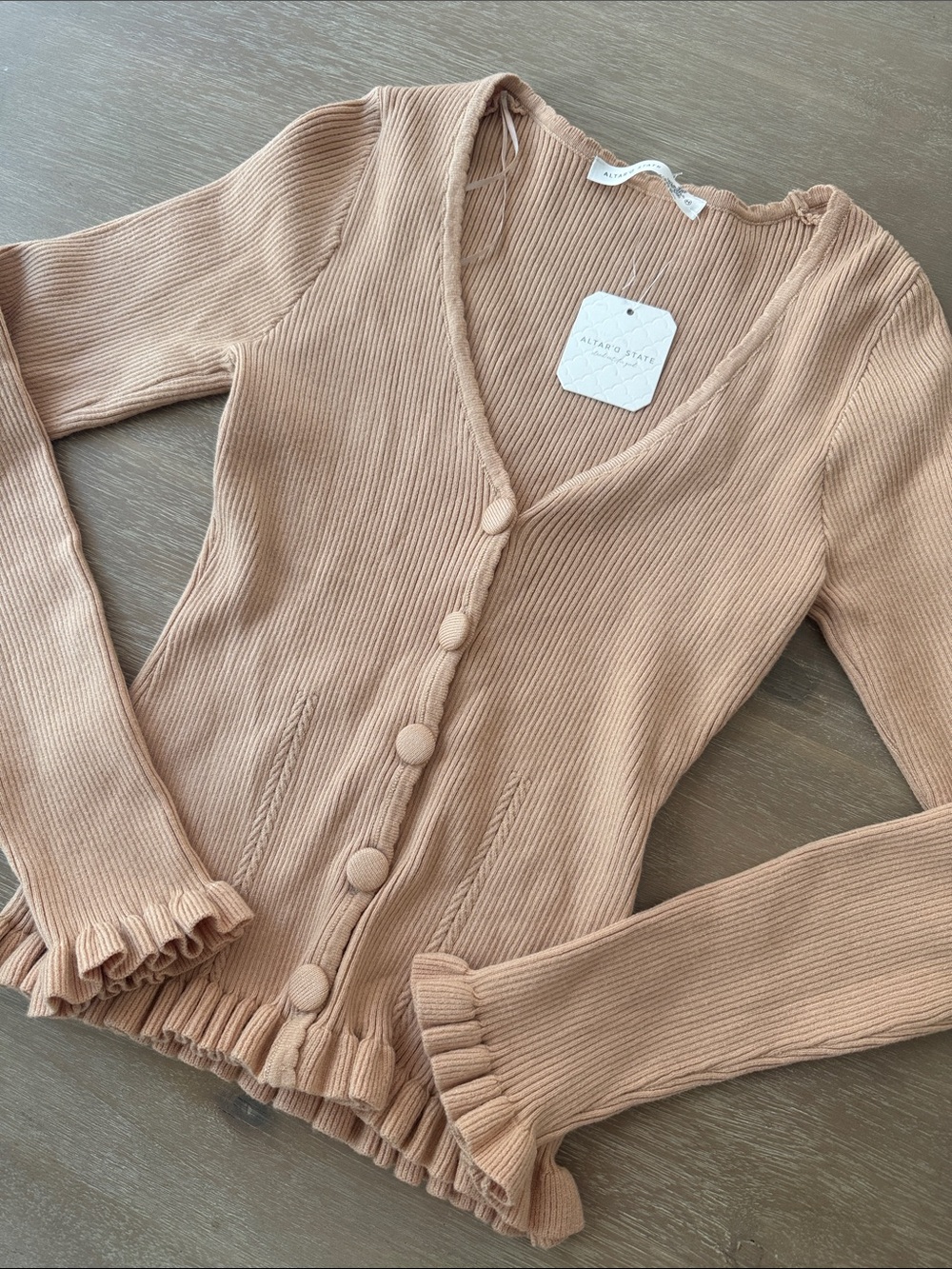 NWT Altar'd State Ribbed Button-Front Cardigan | M